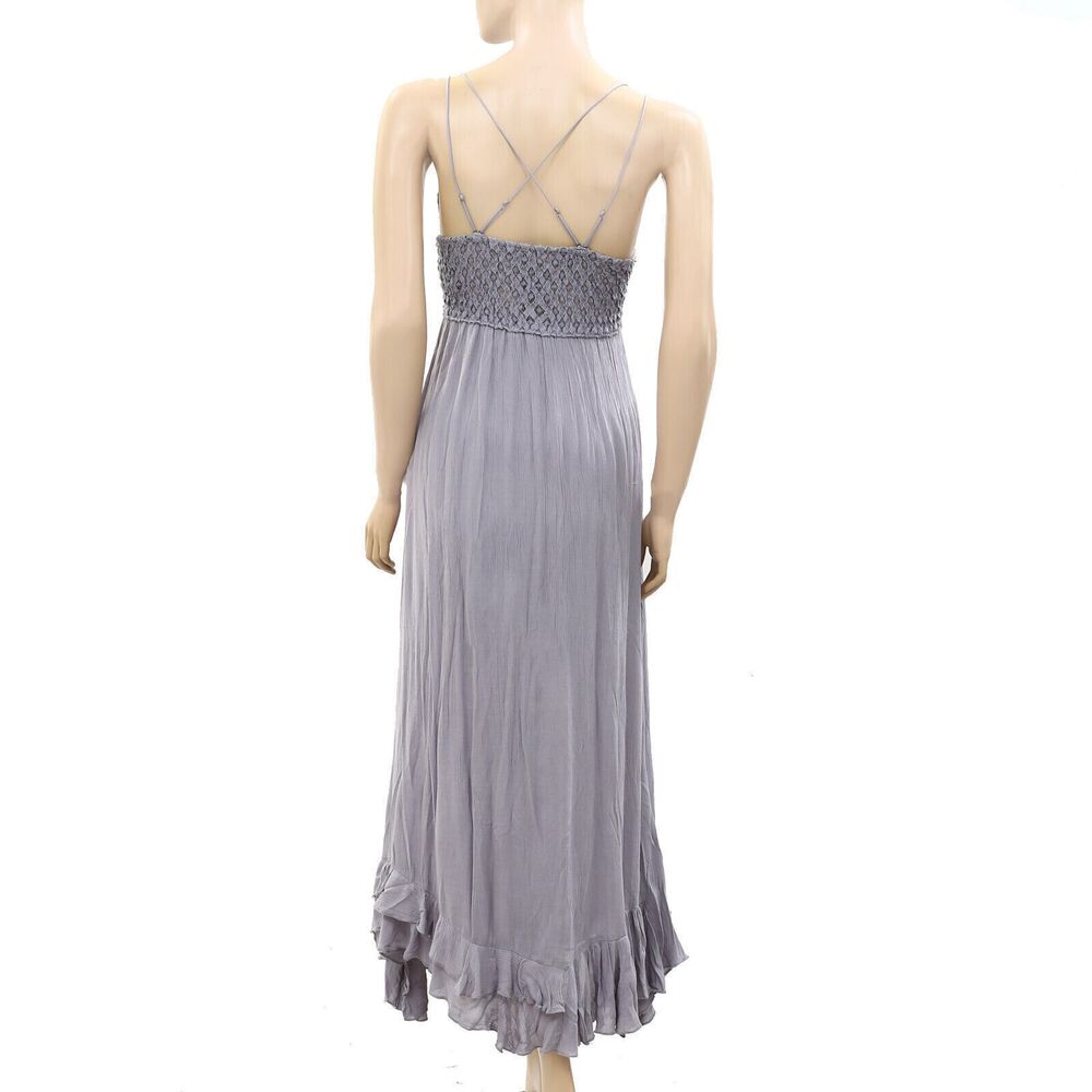 Free People FP One "Adella" Slip Crochet Lace Long Maxi Dress Smocked XS 288295 - Picture 7 of 8